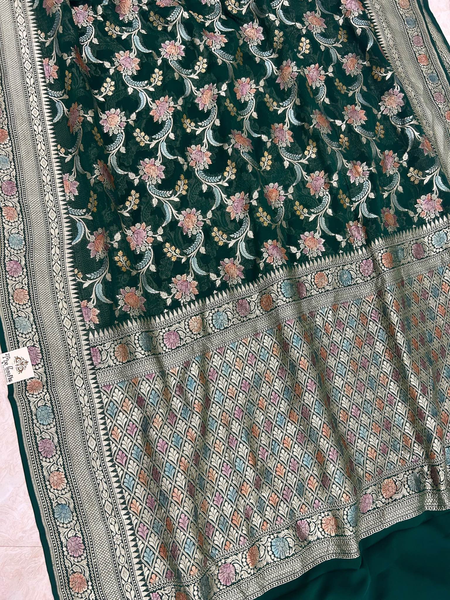 Khaddi Georgette Handloom Banarasi Saree