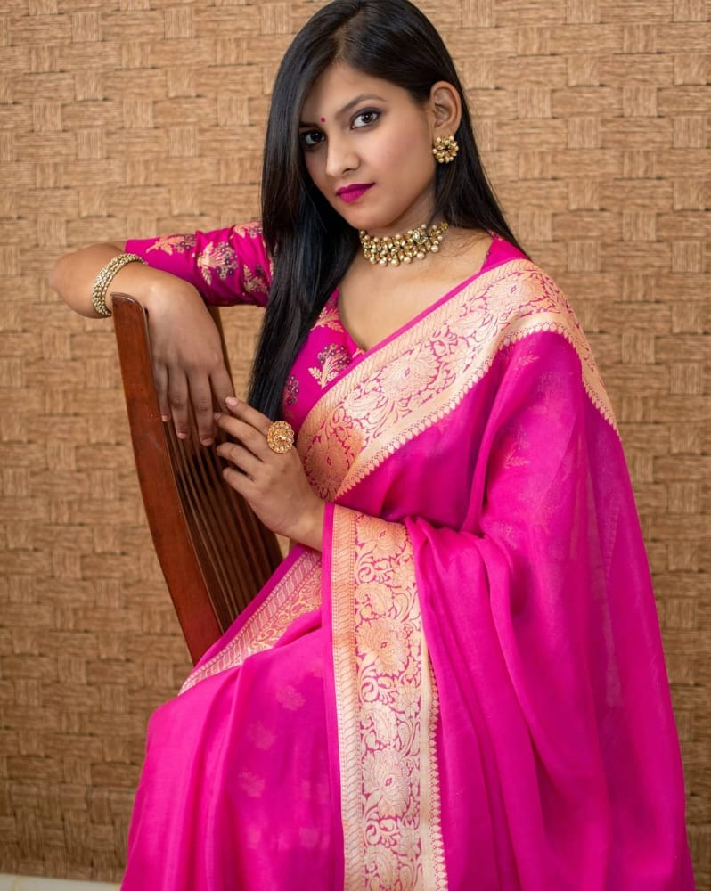 Pure Khaddi Chiffon Banarasi Saree