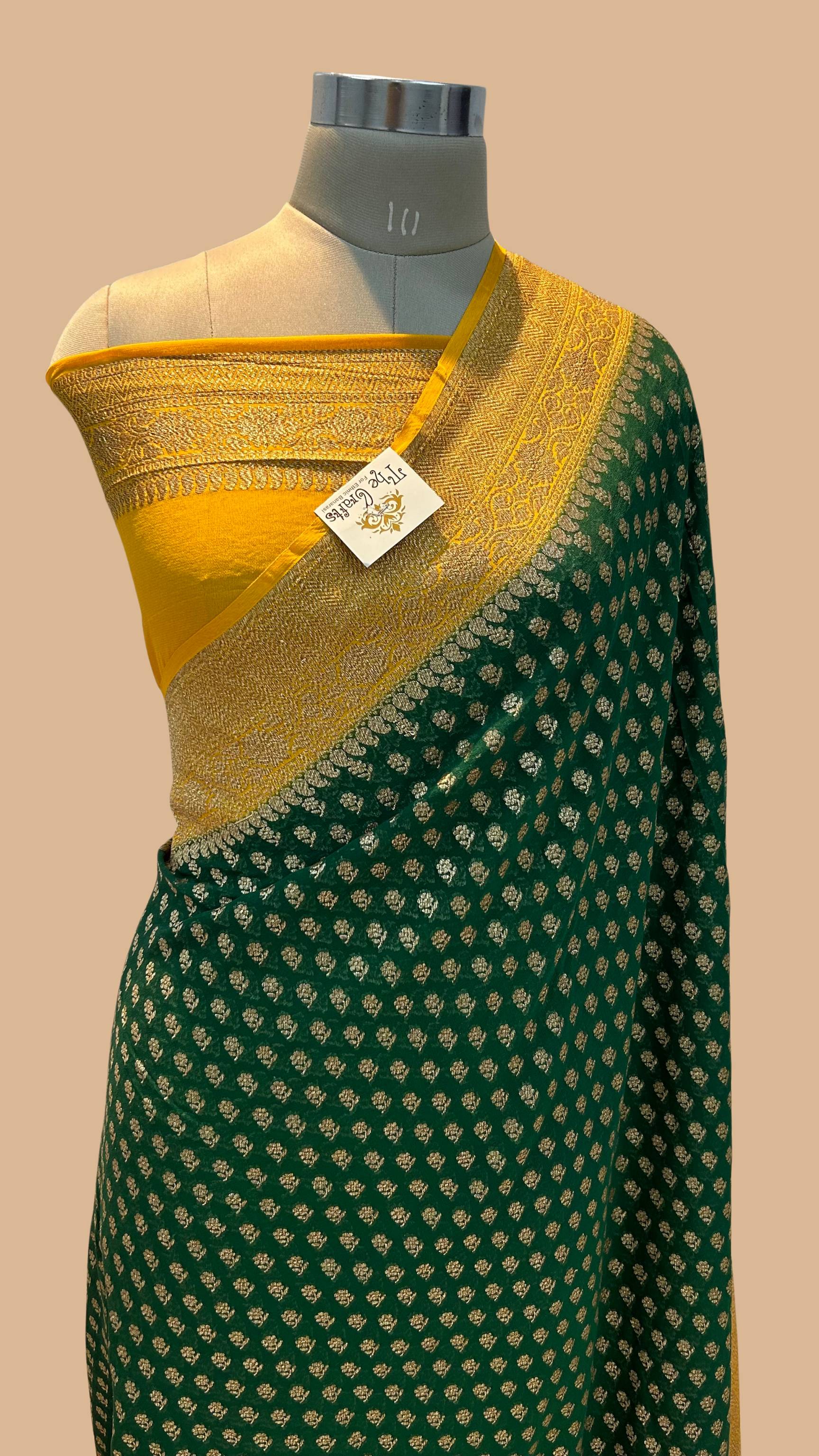 Khaddi Georgette Banarasi Saree - Antique Zari