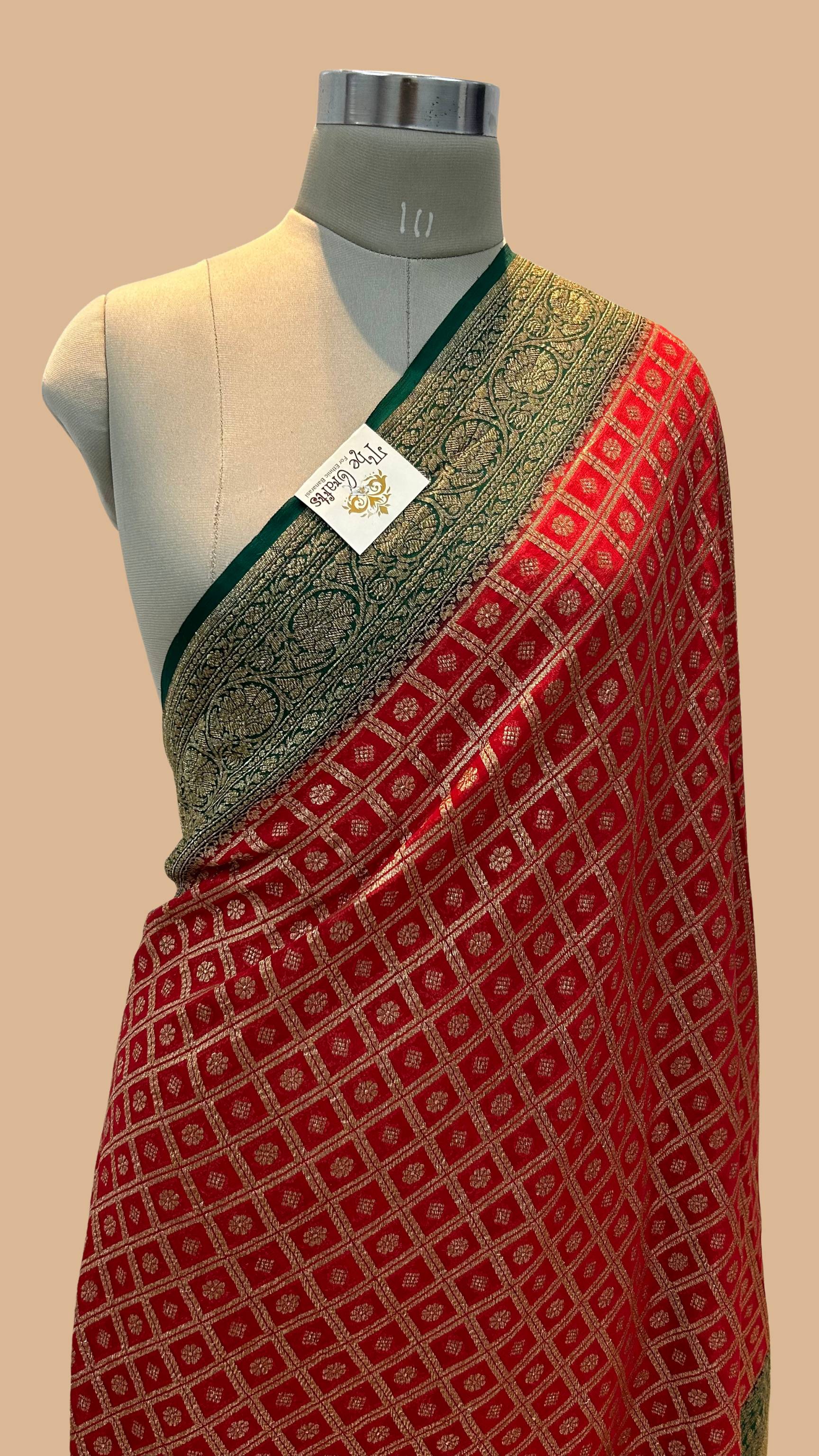 Khaddi Georgette Banarasi Saree - Antique Zari