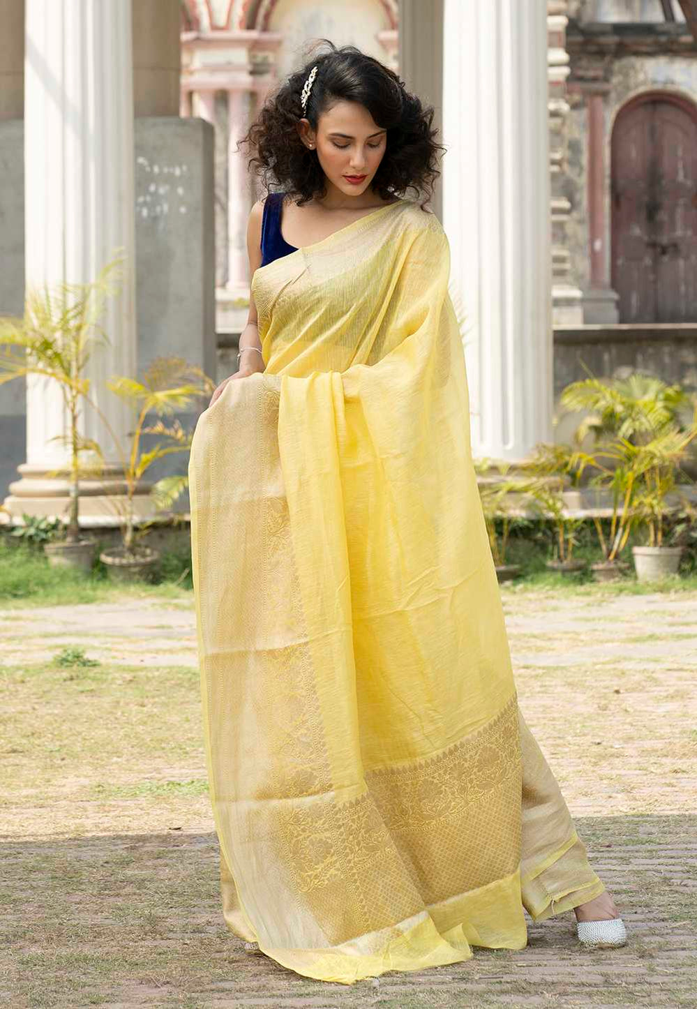 Pure Linen Banarasi Saree