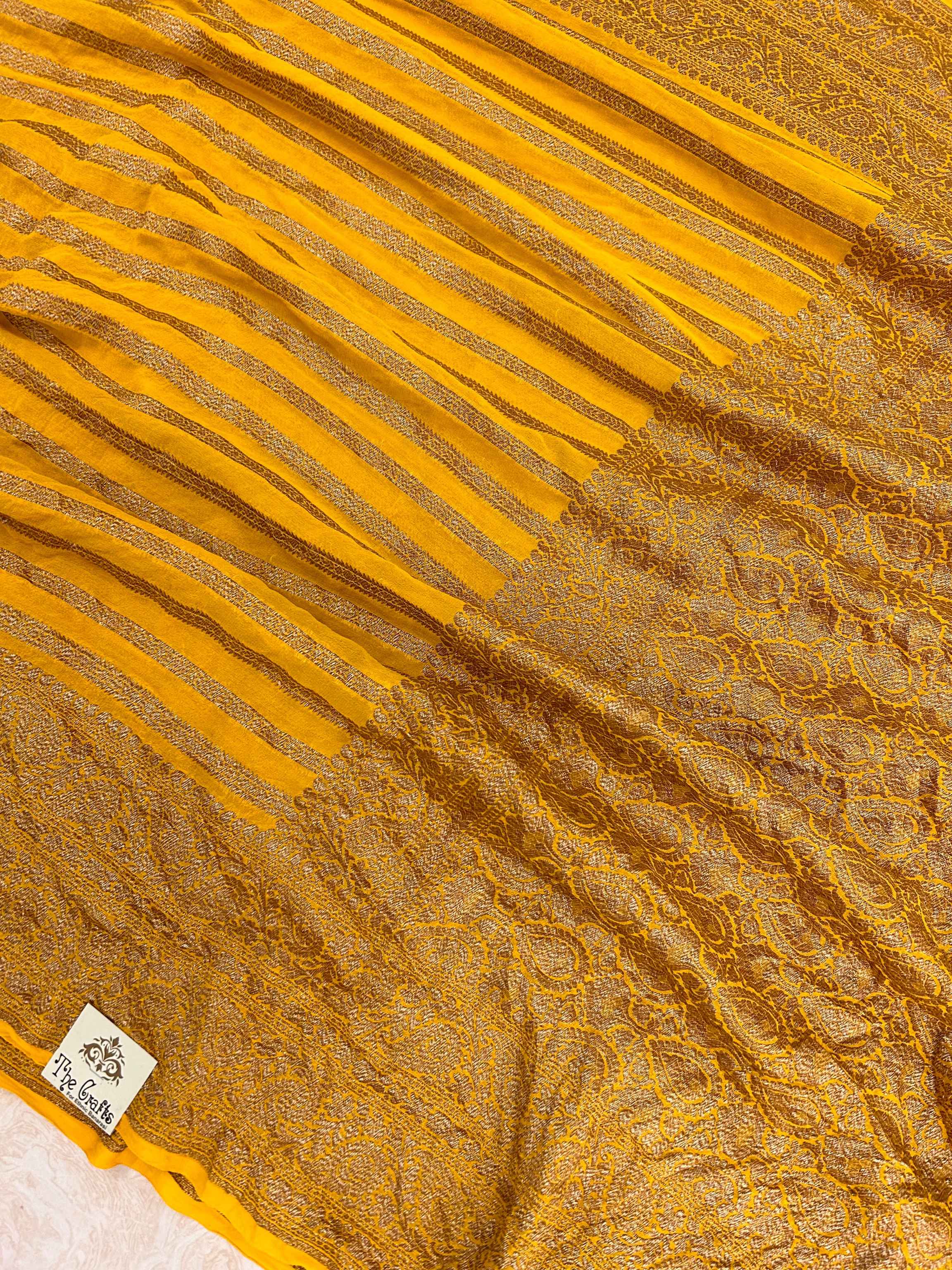 Khaddi Georgette Banarasi Saree - Antique Zari