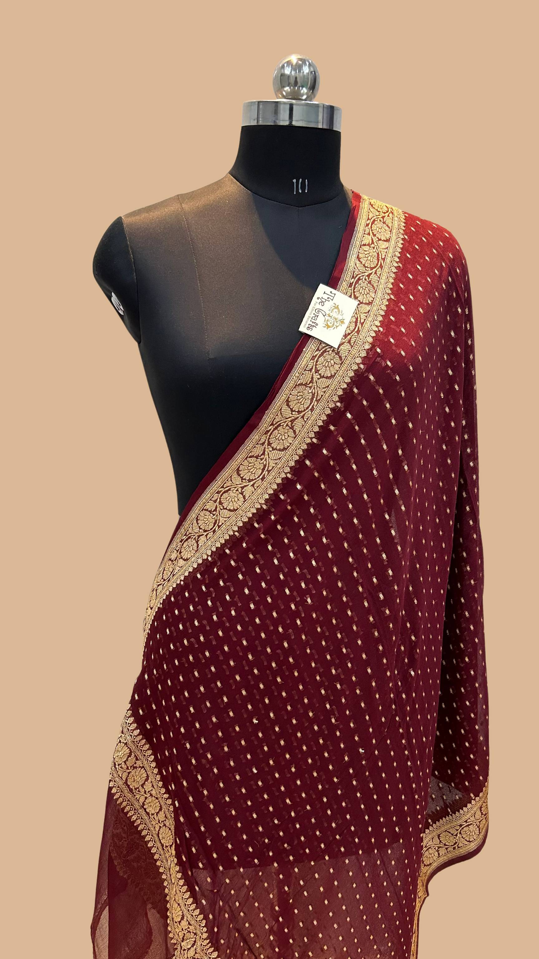 Pure Georgette Banarasi Dupatta - gold zari