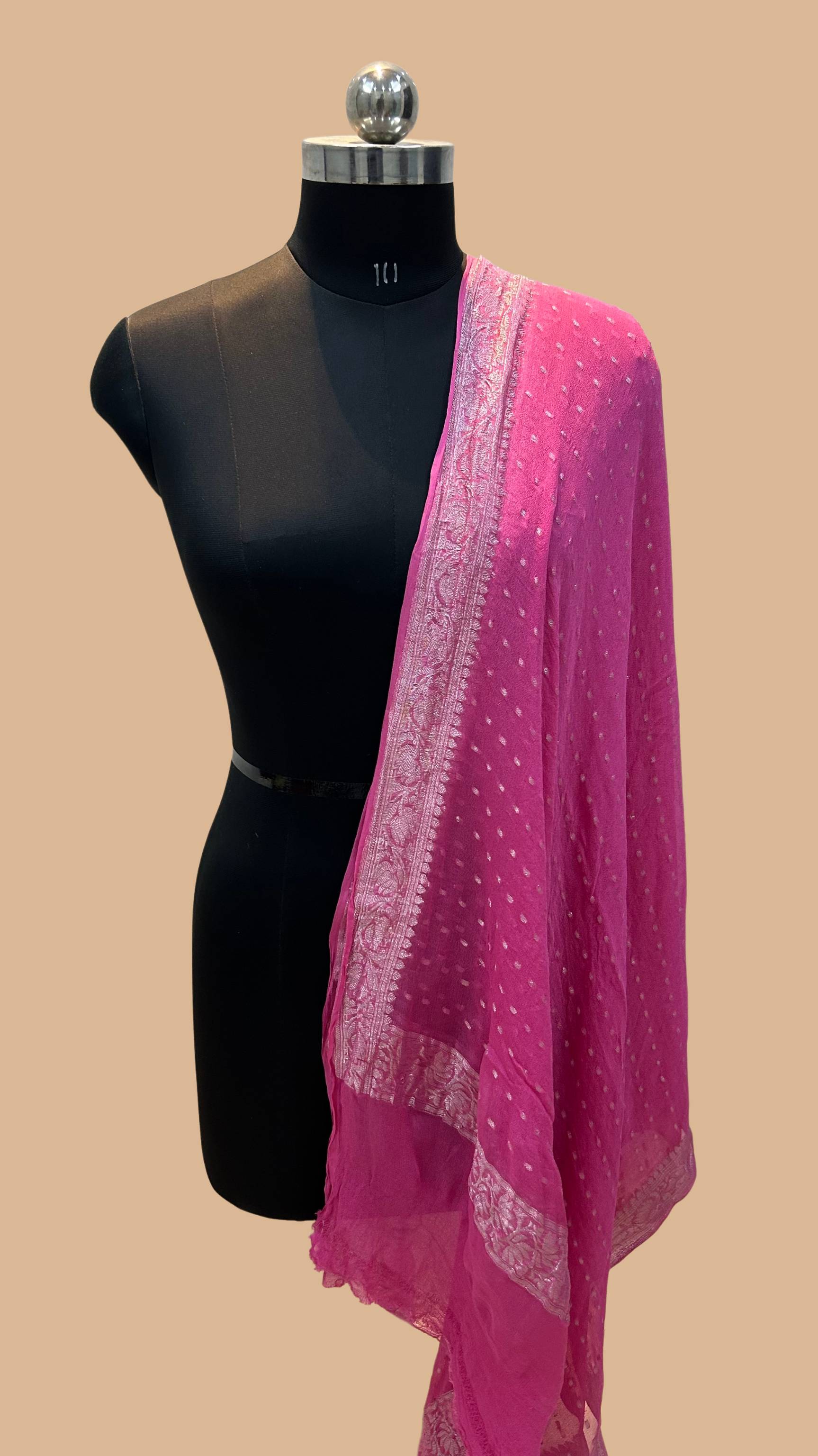 Pure Georgette Banarasi Dupatta - silver zari