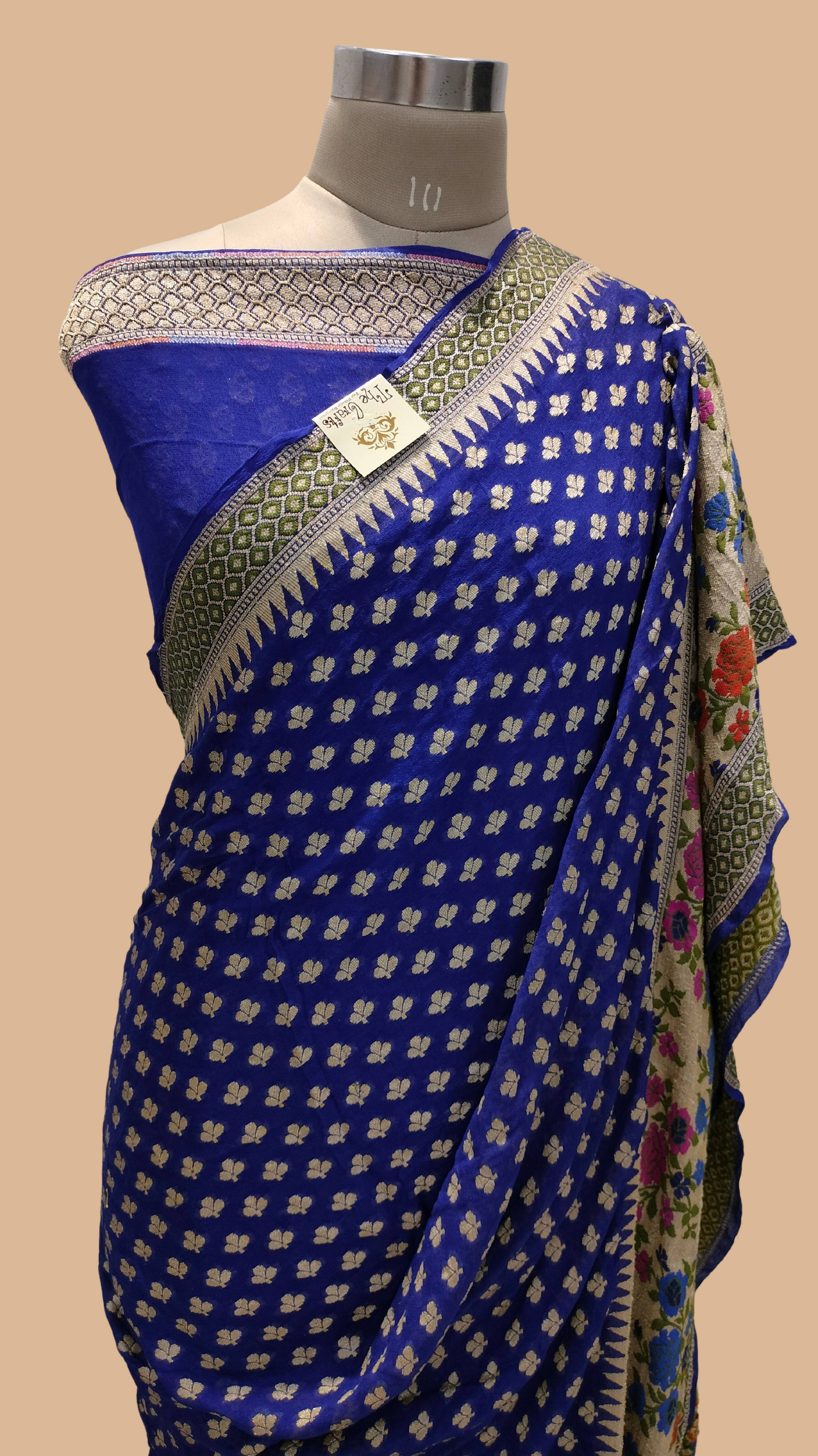Pure Khaddi Chiffon Banarasi Saree