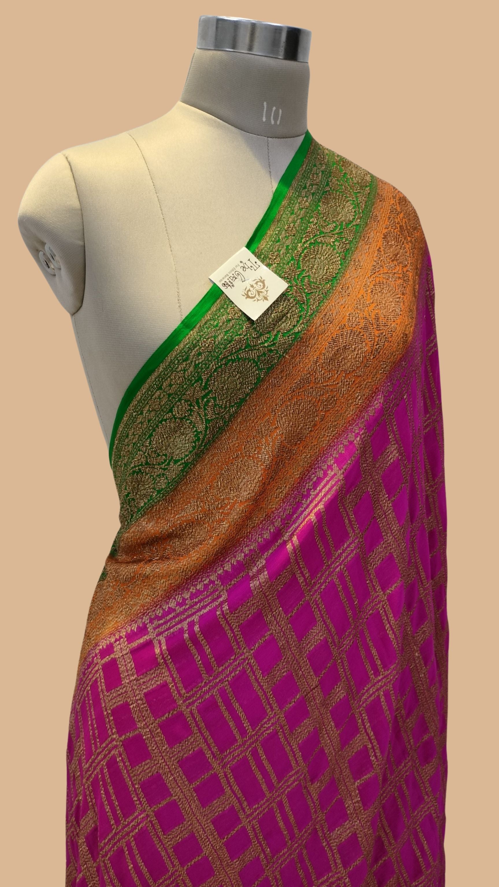 Khaddi Georgette Banarasi Saree - Antique Zari