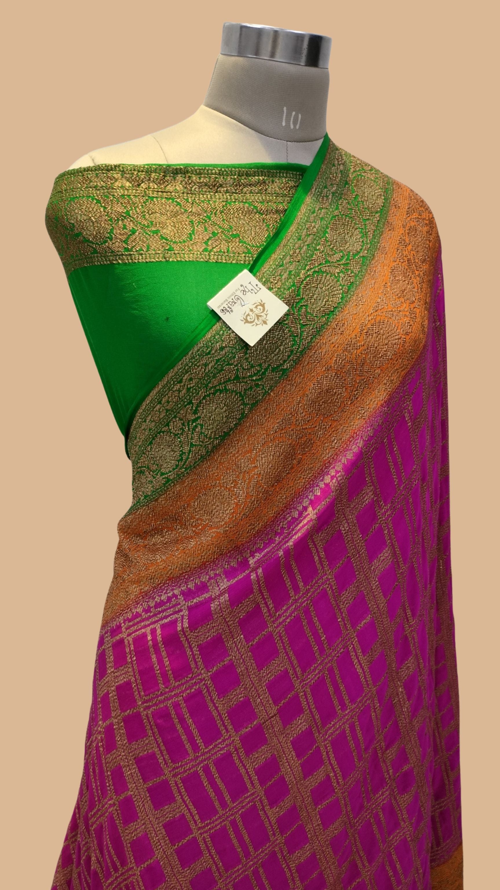 Khaddi Georgette Banarasi Saree - Antique Zari