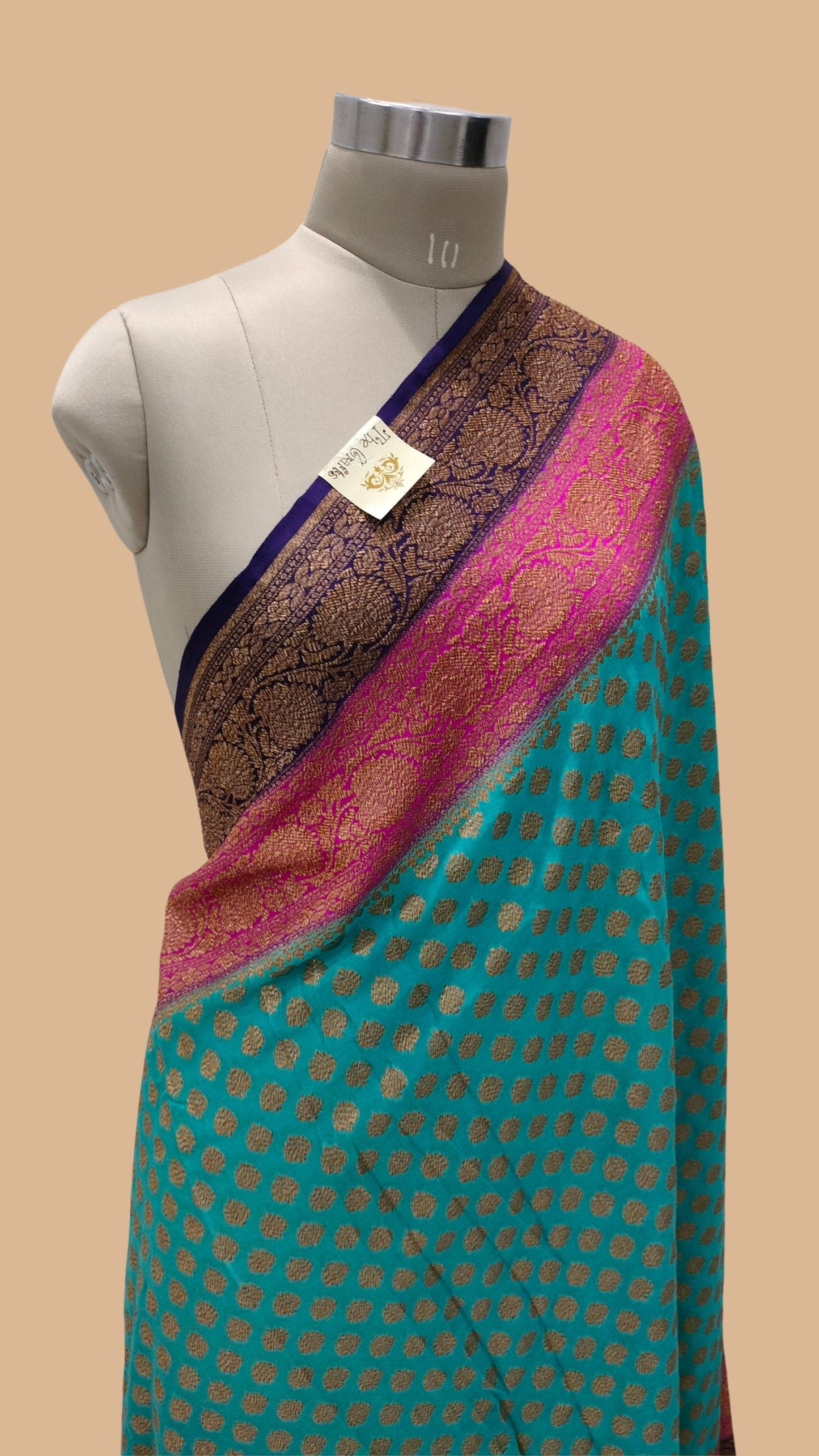 Khaddi Georgette Banarasi Saree - Antique Zari