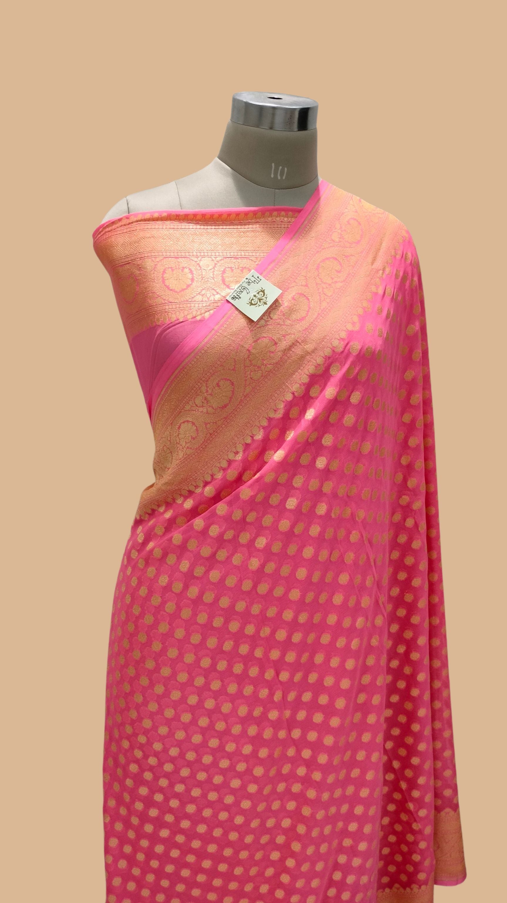 Khaddi Georgette Banarasi Saree - Gold Zari