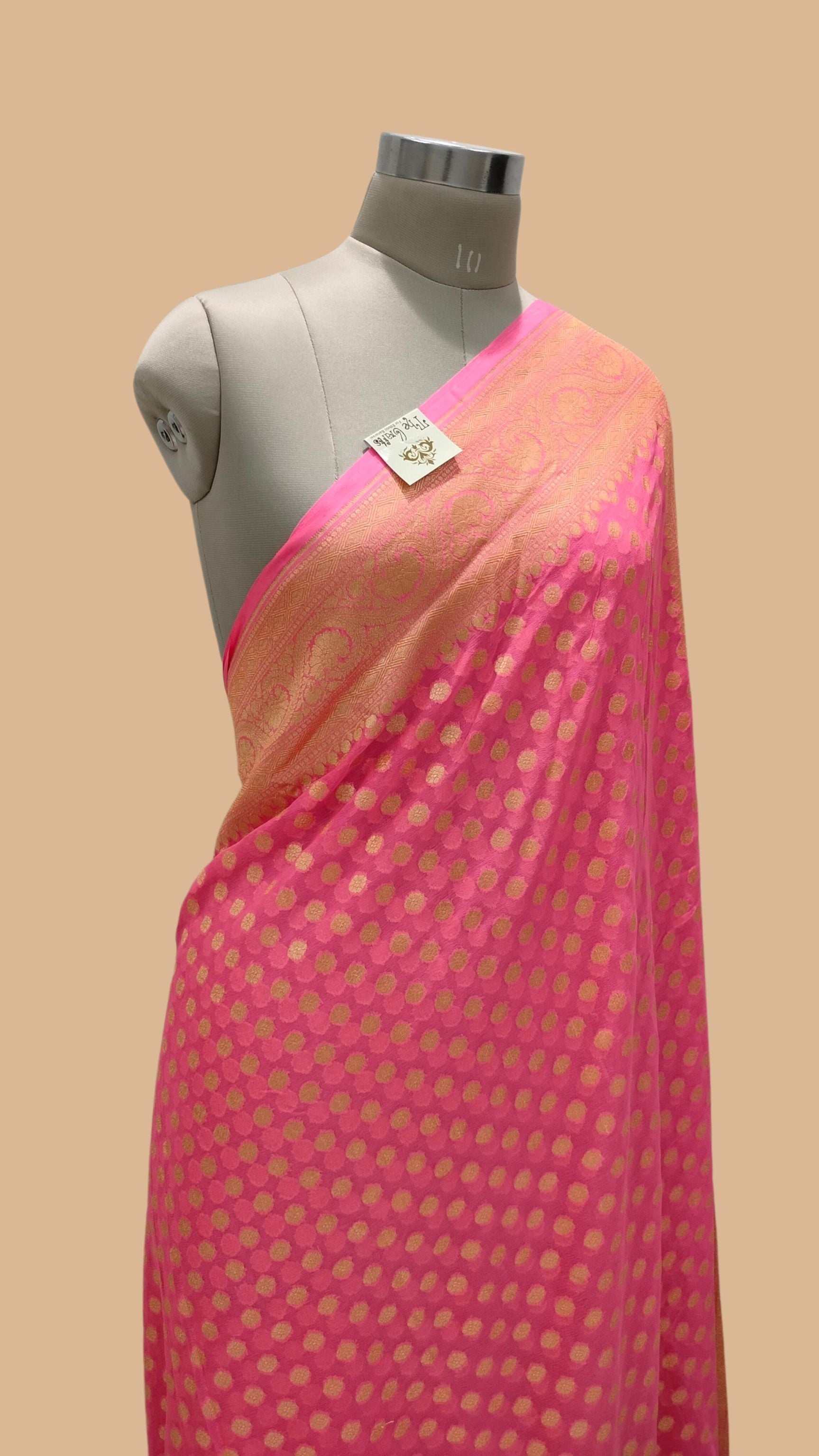 Khaddi Georgette Banarasi Saree - Gold Zari