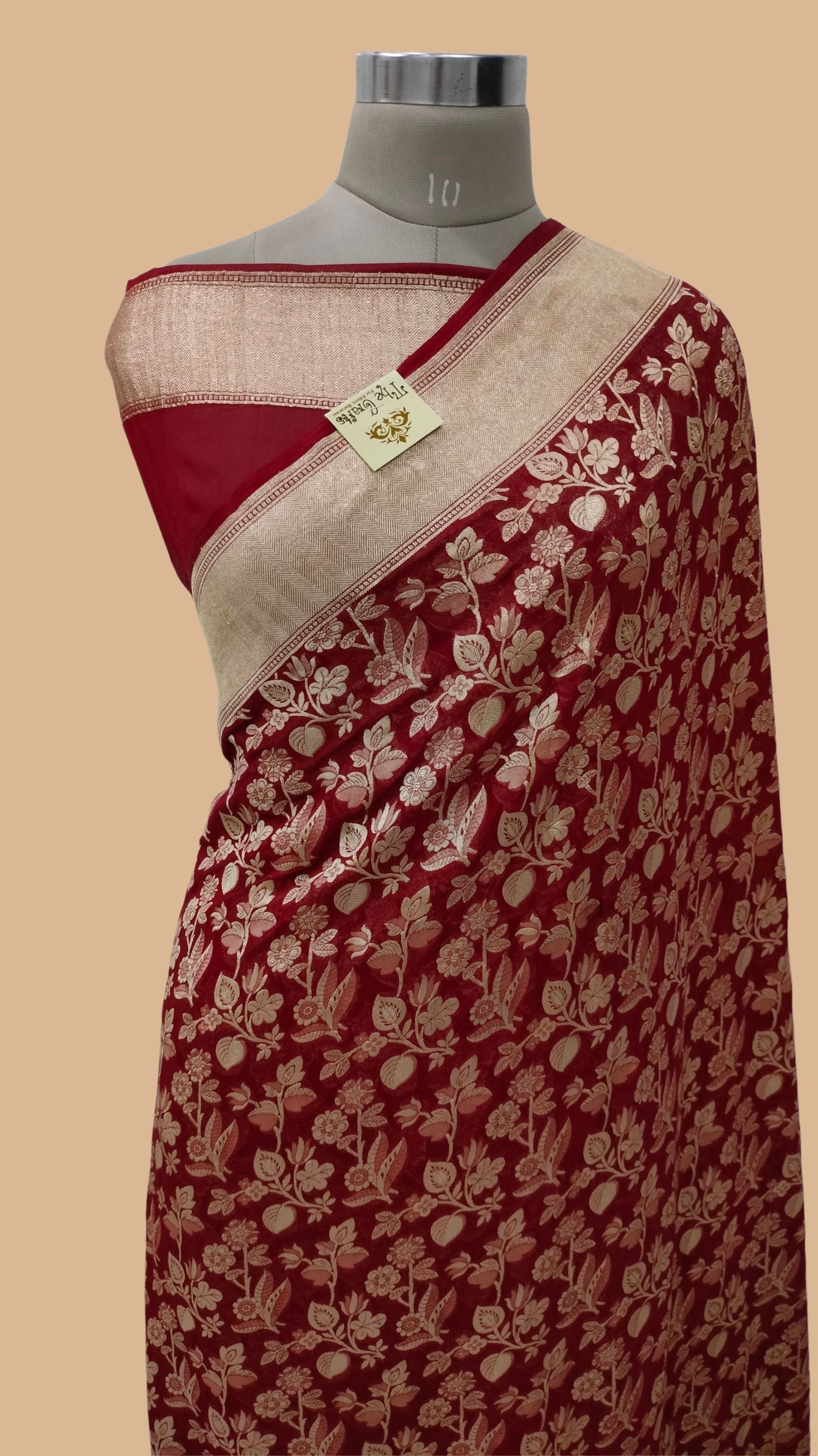 Khaddi Georgette Handloom Banarasi Saree