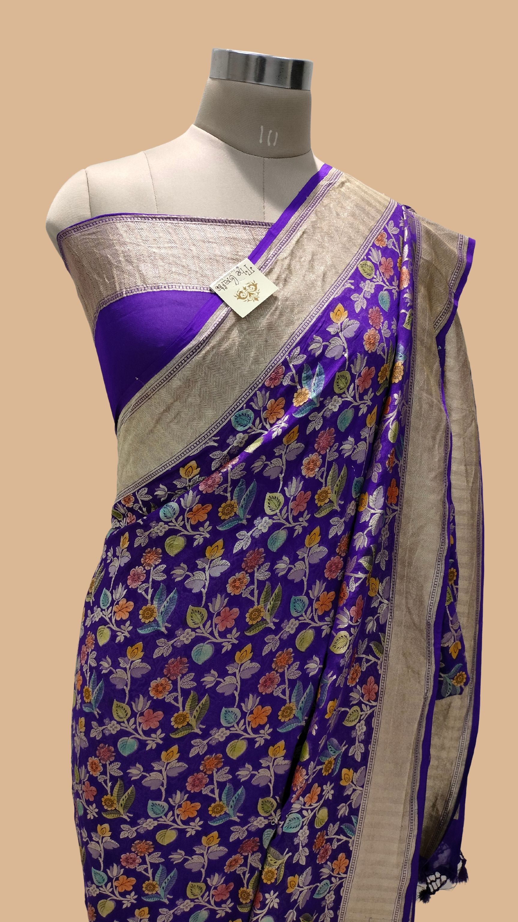 Khaddi Georgette Handloom Banarasi Saree